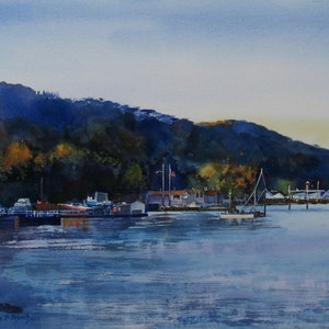 Watercolor landscape, Hudson River Print, Watercolor landscape print, Hudson River New York, 12 x 18 inch print