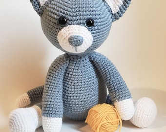 Crochet Cat Plush, Handmade Stuffed Animal Toy