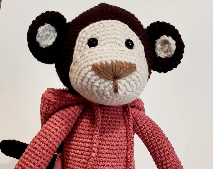 Featured listing image: Handmade Amigurumi Crochet Monkey with Hood