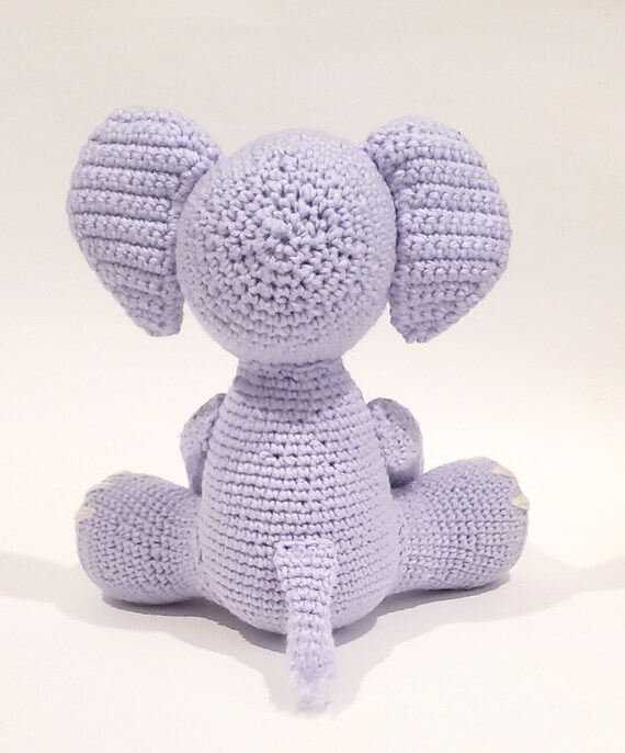 編みぐるみ 象の置物 グレー かぎ針編みの象の編みぐるみ、手作りのグレーのぬいぐるみ（9インチ
