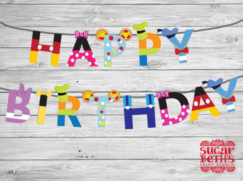 Mickey Mouse Clubhouse Printable Character Letters Banner "happy ...