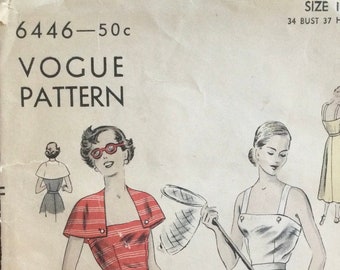 1950s Vogue Pattern 6446, Sundress with Capelet