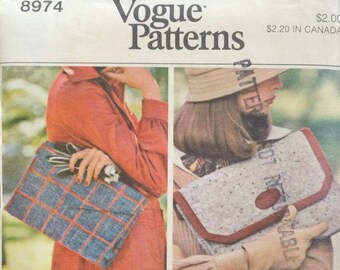 1970s Vogue Pattern 8974 Clutch and Purse Pattern