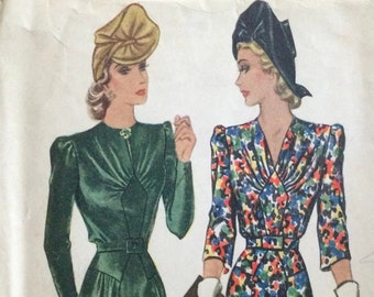 1940s McCall Pattern 3867 Dress with Gathered Bodice