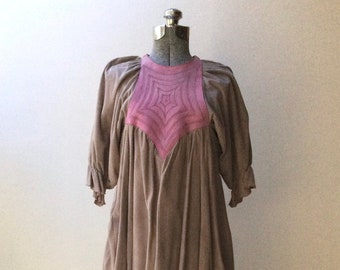 1960s Pat Mariner Pink and Grey Suede Cobweb Dress