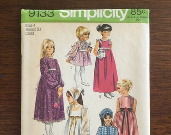 1970 Simplicity Pattern 9133, Girls' Prairie Dress