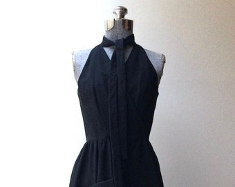 Vintage 1960s Geoffrey Beene Plisse Halter Dress