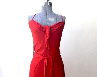 Vintage 1970's Stephen Burrows Red Jersey Wrap Dress