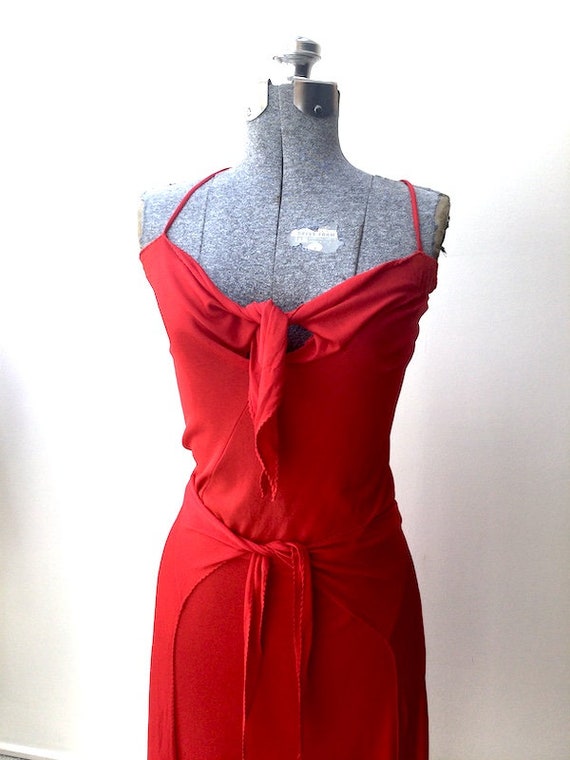 Vintage 1970's Stephen Burrows Red Jersey Wrap Dr… - image 3