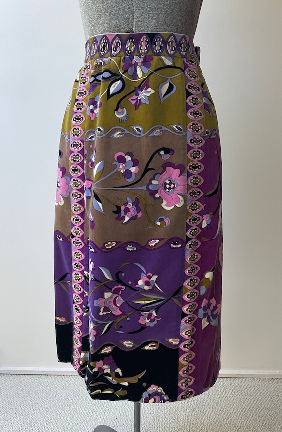 Vintage 1960's Emilio Pucci Floral Velvet Skirt