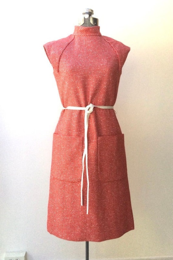 1960s Pierre Cardin Red Tweed Dress