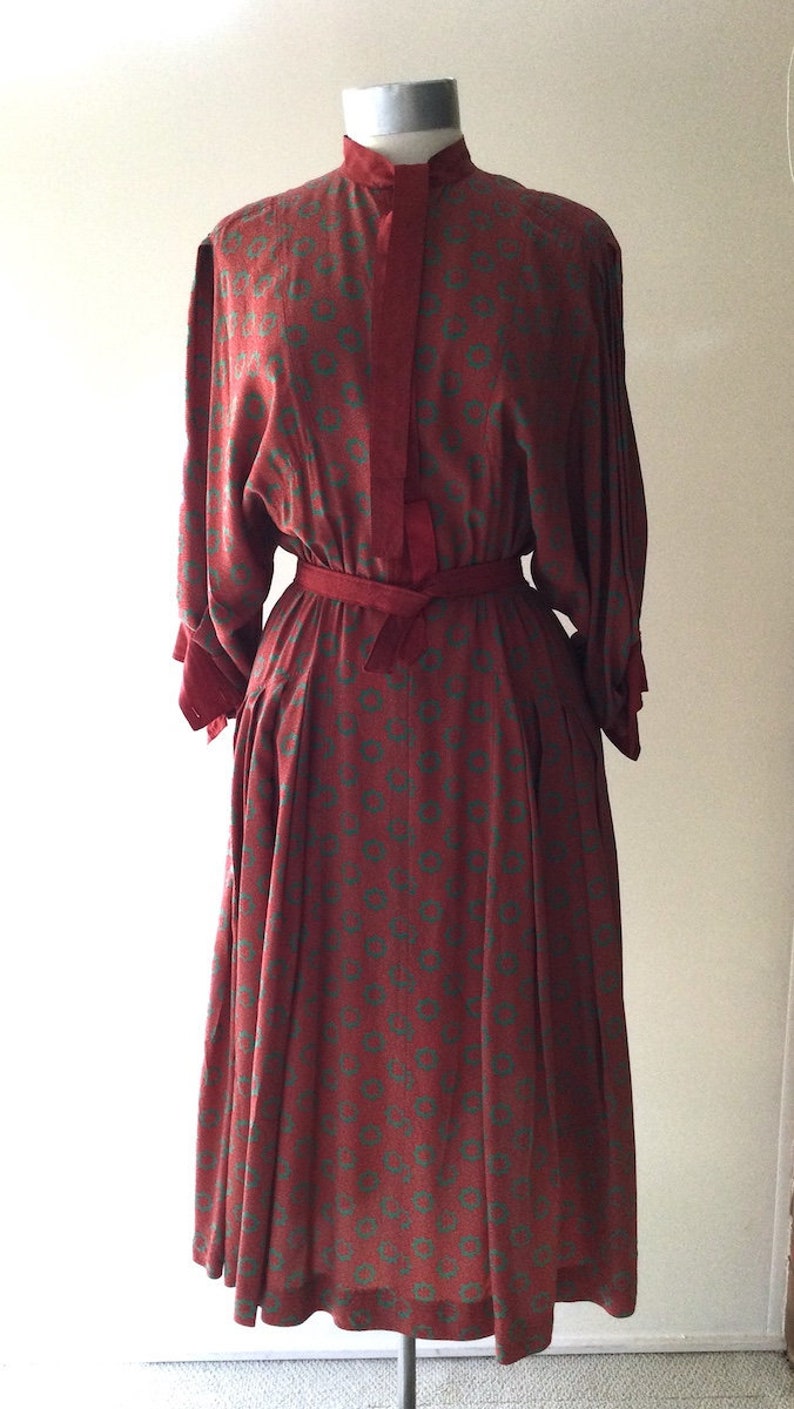 1970s Jean Muir Printed Silk Charmeuse Dress image 1