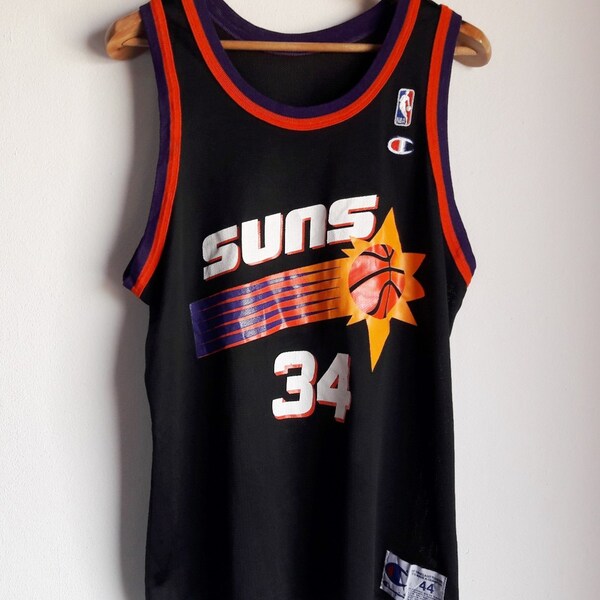 Vintage 90s Champion Phoenix Suns 34 Charles Barkley Black  Nba Basketball Mens 44