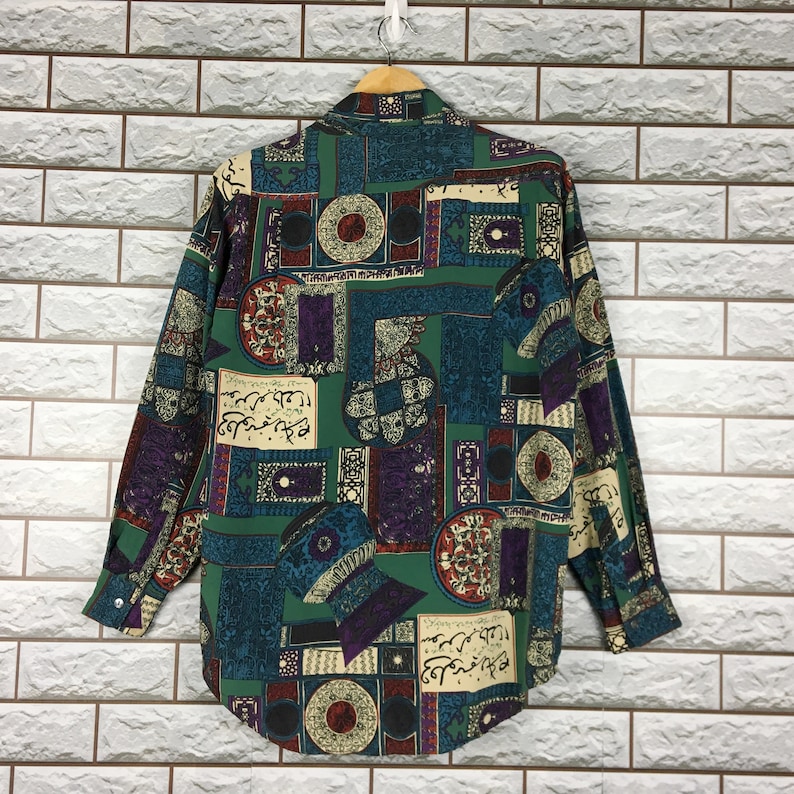 Vintage 90s Sentarser Royalty Baroque Classic Gold Chain Luxury Buttondown Shirt Size M