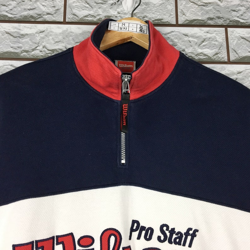 Vintage 1990s Wilson Tennis Sweatshirt Half Zip Sweater Size M