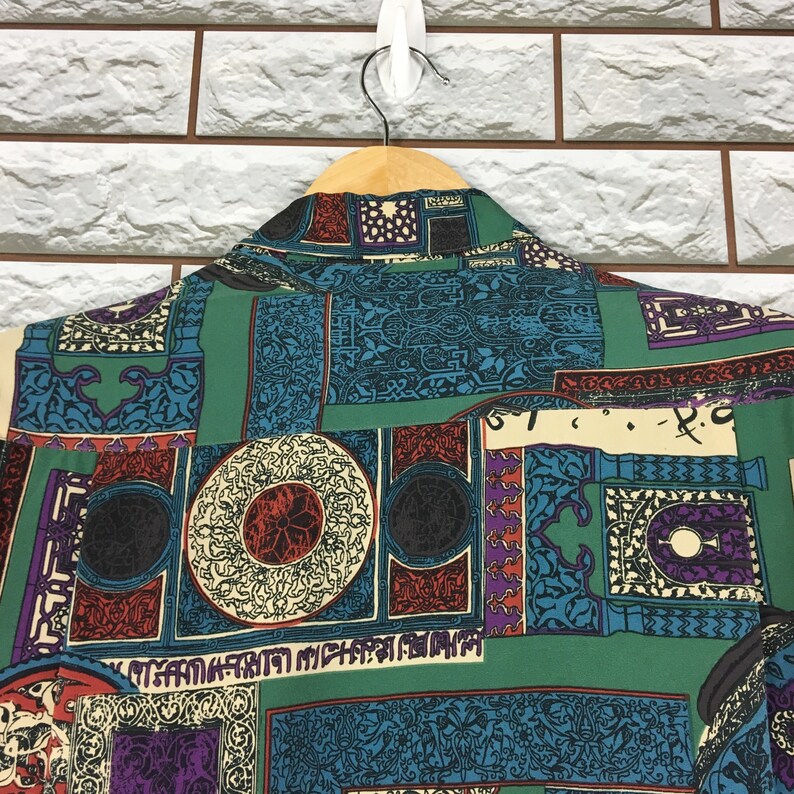 Vintage 90s Sentarser Royalty Baroque Classic Gold Chain Luxury Buttondown Shirt Size M