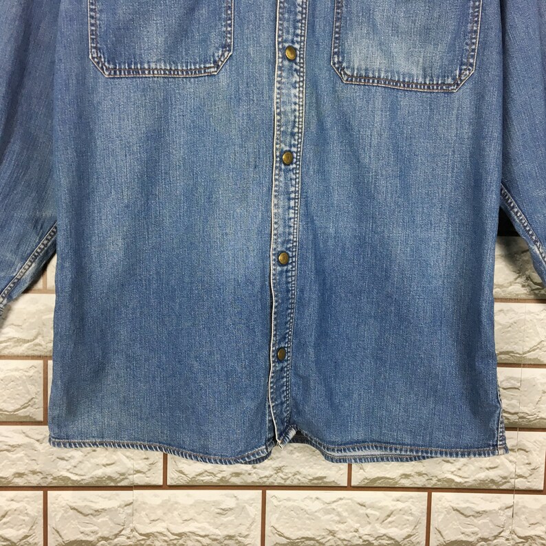 Vintage 90/'s TRUSSARDI Denim Trussardi Buttondown Shirt Flannel Western Blue Jeans Size M