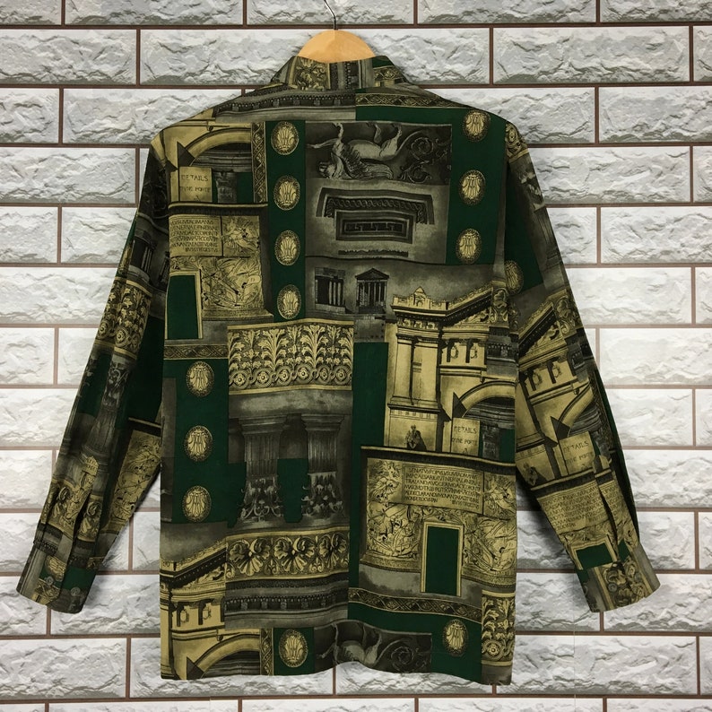 Vintage 90s Virgo Royalty Baroque Classic Gold Chain Luxury Buttondown Oxfords Shirt Size M
