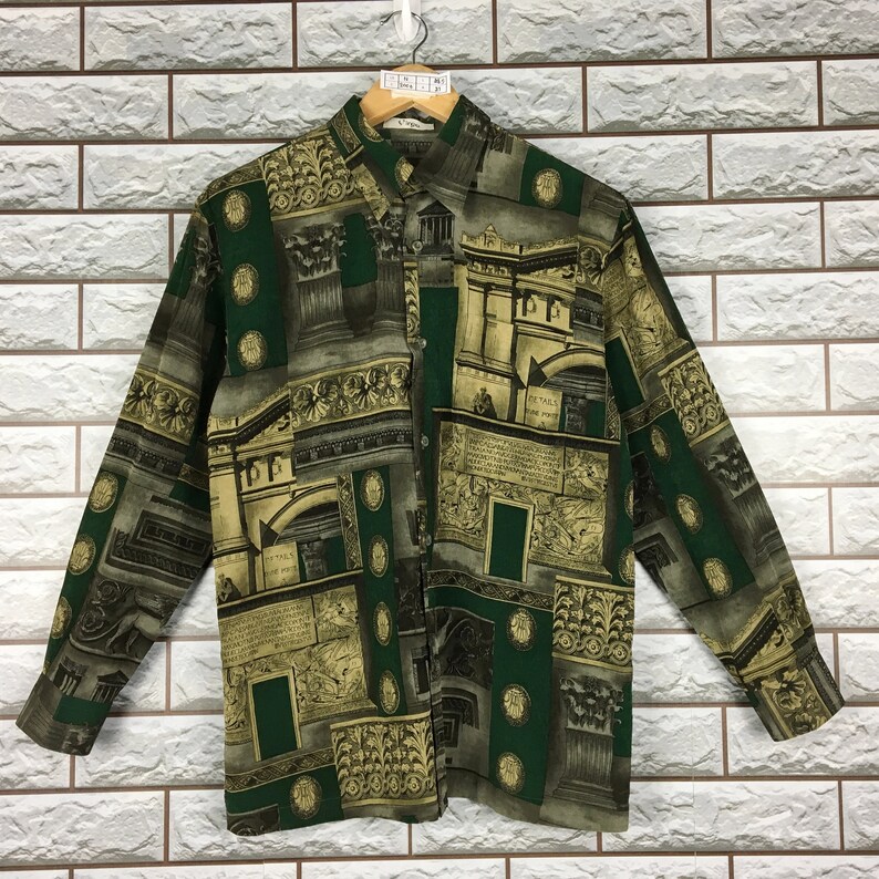 Vintage 90s Virgo Royalty Baroque Classic Gold Chain Luxury Buttondown Oxfords Shirt Size M