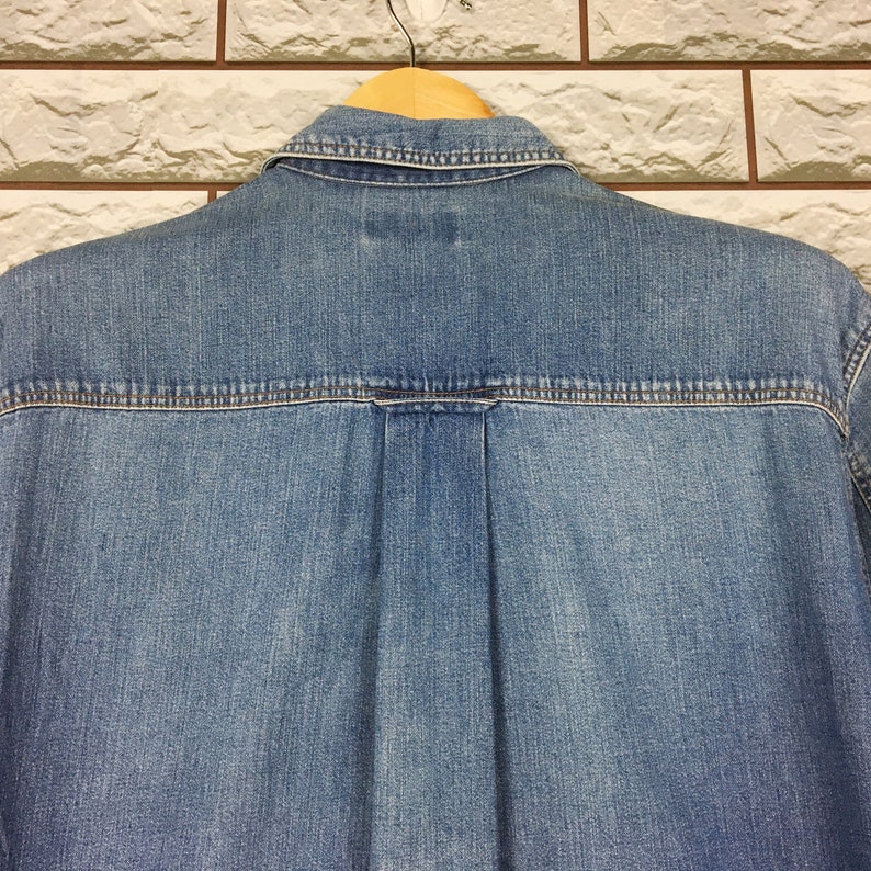 Vintage 90/'s TRUSSARDI Denim Trussardi Buttondown Shirt Flannel Western Blue Jeans Size M