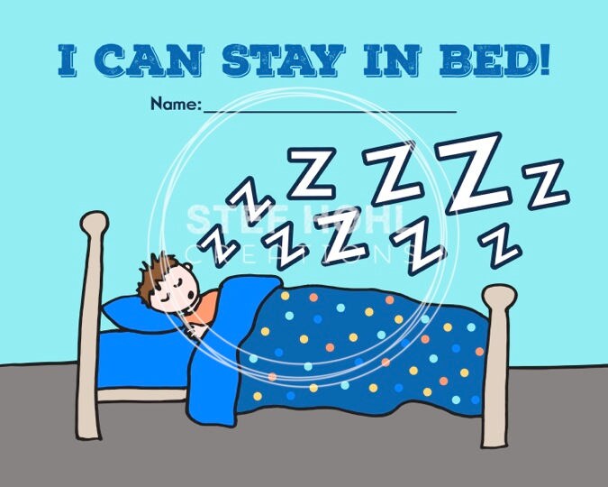 Printable Sleep Chart, I Can Stay in Bed, Digital JPEG, Instant
