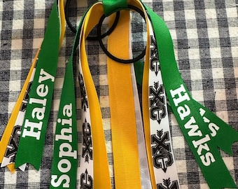 Custom Cross Country Ribbons, Personalized Sports Team Ribbon, Ponytail Hair Ties,  Streamer Bow Gift for Girls