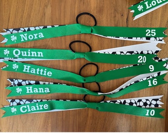 Custom Personalized Sports Team Ribbon, Pony-O Ponytail Hair Ties, Streamer Bow Soccer, Basketball, Softball, Volleyball, Track, School