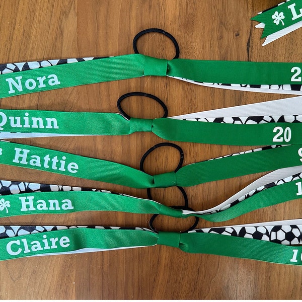 Custom Personalized Sports Team Ribbon, Pony-O Ponytail Hair Ties, Streamer Bow Soccer, Basketball, Softball, Volleyball, Track, School