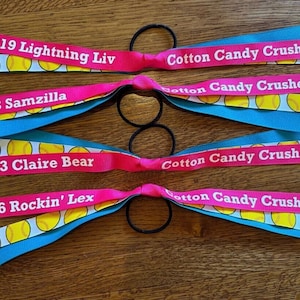 Custom Personalized Sports Team Ribbon, Ponytail Hair Ties, Streamer ...
