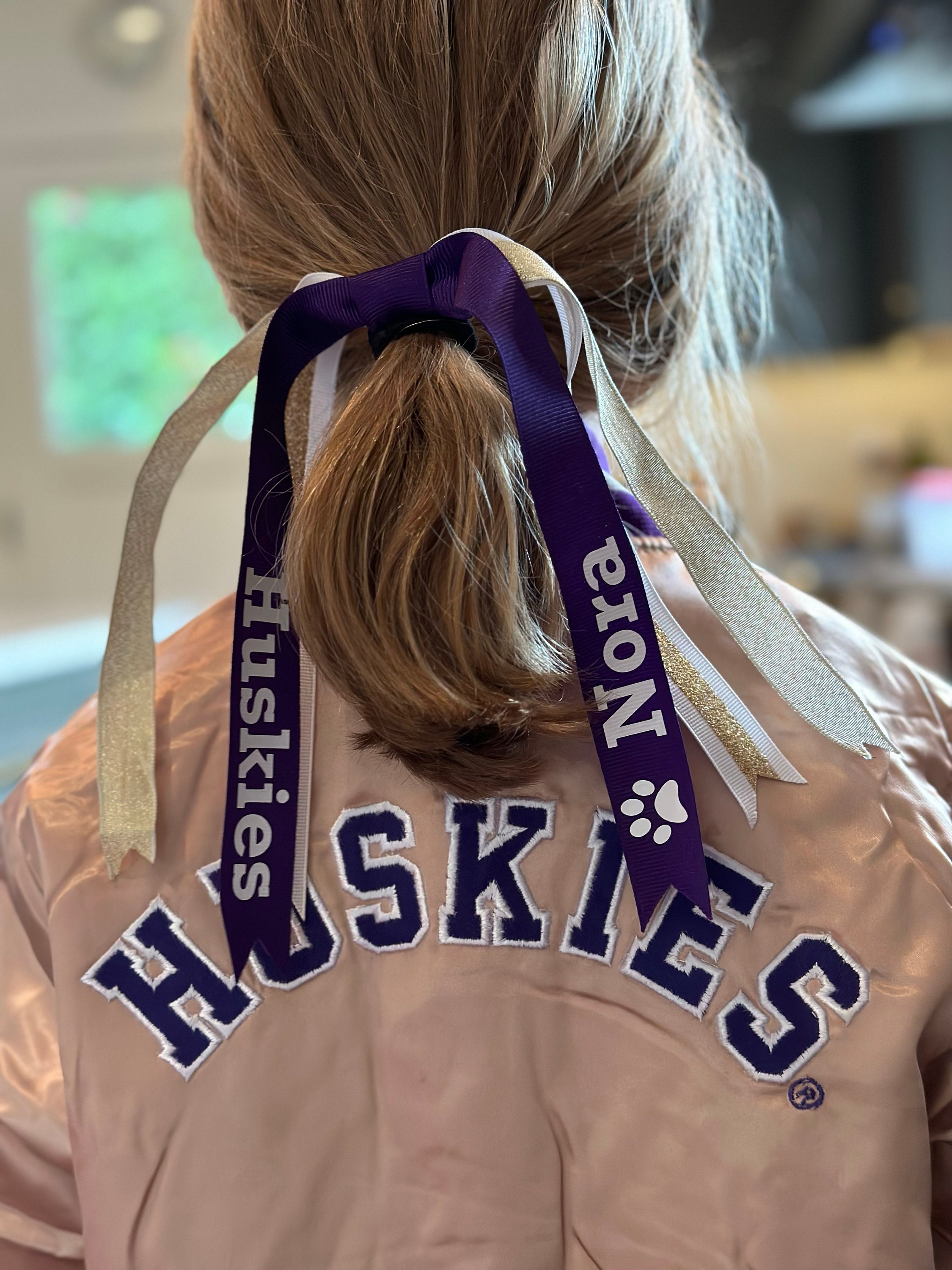 Custom Volleyball Hair Tie Streamer/ponyo Ribbons/ Spirit Ribbons, Volleyball Ribbon