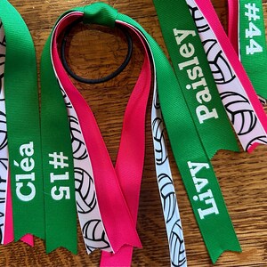 Custom Volleyball Team Sport Ribbons, Hair Ties, Streamer Bows, and ...
