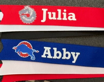 Custom Logo Sports Team Ribbon, Ponytail Hair Ties, Streamer Bow Soccer, Basketball, Softball, Volleyball, Track, School, Lacrosse