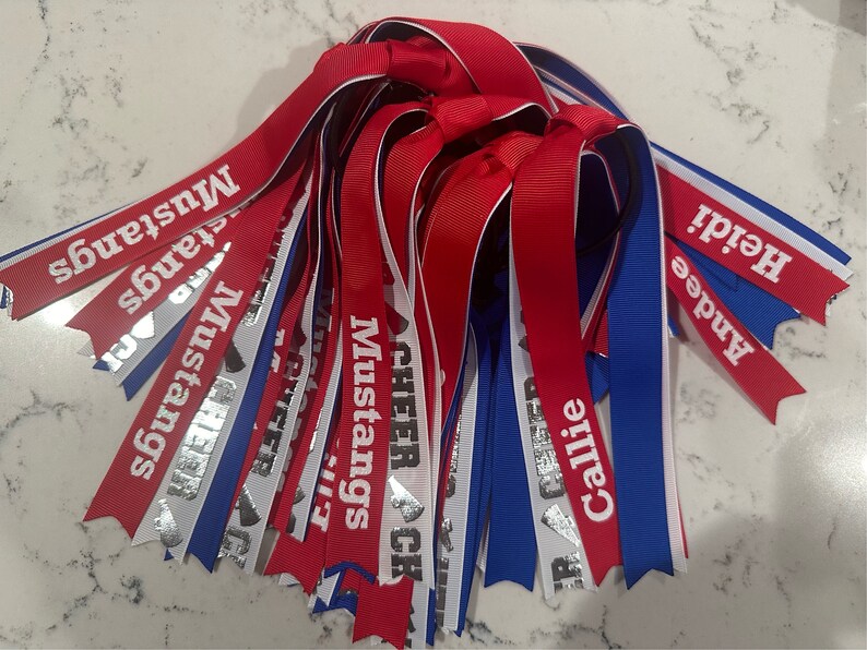 Custom Cheerleader Hair Ribbon, Ponytail Hair Ties, Streamer Bow ...