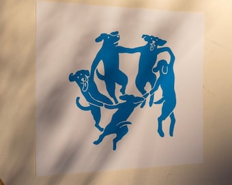 MATISSE blue dancing dogs print