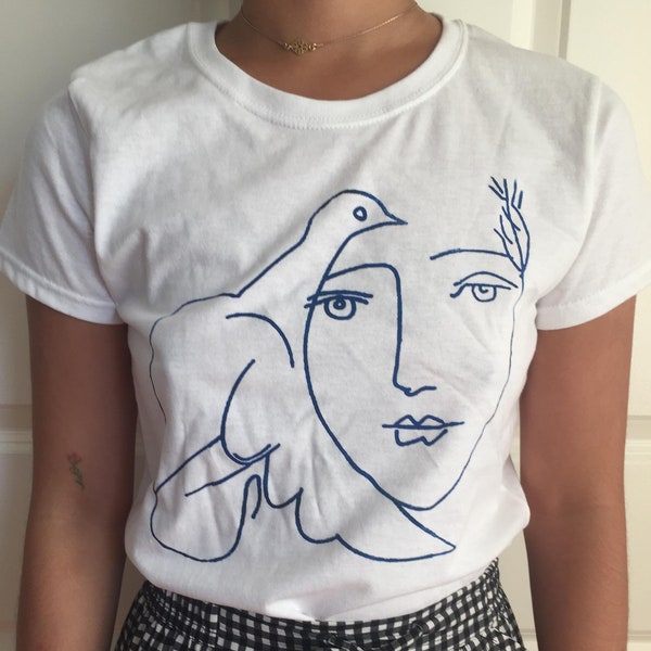 Picasso Dove and Woman t shirt -- mens and womens art soft cotton print tee -- perfect gift for art lovers or Father's Day!