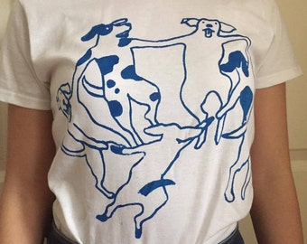 Matisse "La Danse" shirt with DOGS -- soft cotton short sleeve tee -- unisex t shirt -- perfect gift for a dog lovers