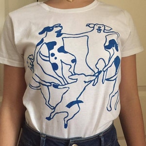 Matisse "La Danse" shirt with DOGS - soft cotton short sleeve tee - unisex t shirt - perfect holiday Christmas gift for dog lovers