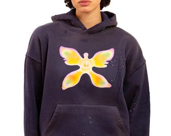 Angelic butterfly distressed hoodie -- unisex