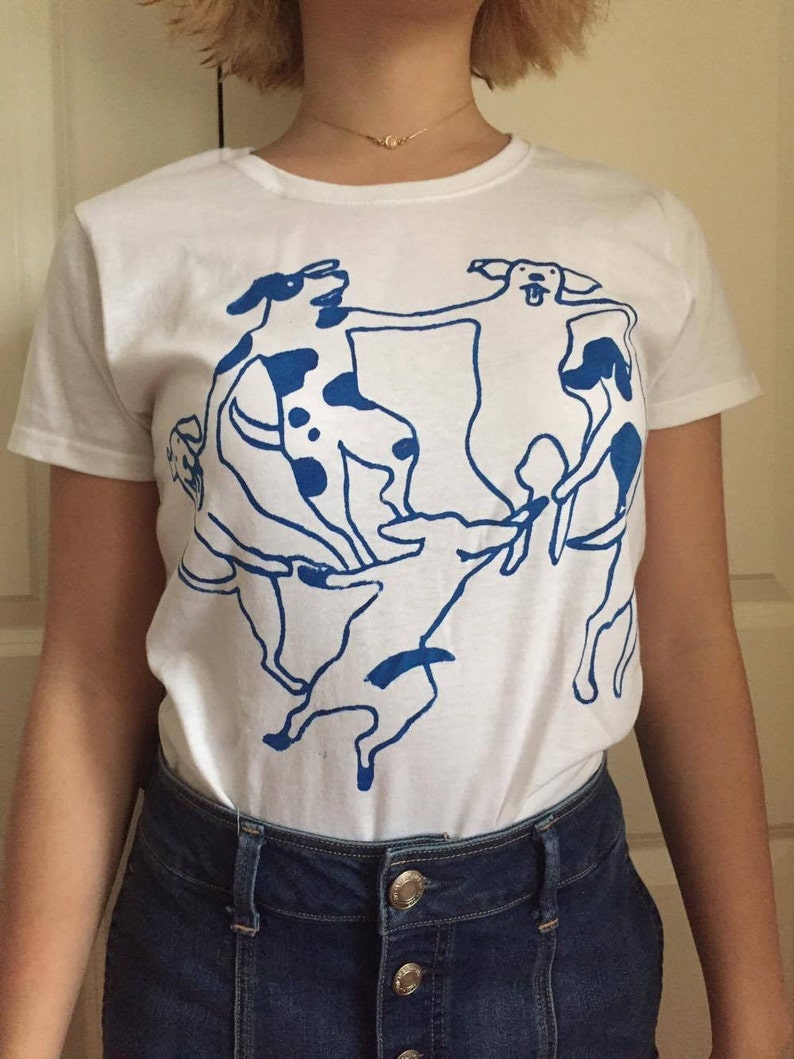 Matisse La Danse shirt with DOGS soft cotton short sleeve tee unisex t shirt perfect gift for a dog lovers image 1