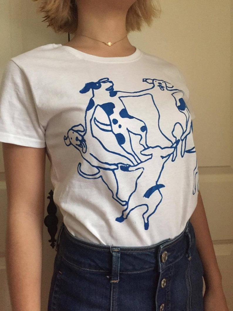 Matisse La Danse shirt with DOGS soft cotton short sleeve tee unisex t shirt perfect gift for a dog lovers image 2