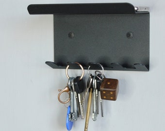 Key holder for wall metal | Organizer with keys hooks for modern front door | Wall hook shelf | Entry shelf key hooks | Mail organizer