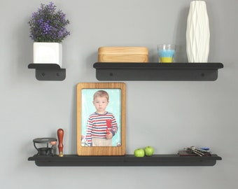 Set of 3 decor shelves, 3 metal wall shelves, Decorative slelves, Wall mounted photo, accessories shelf, kidsroom decor, housewarming gift