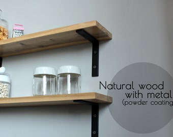 Floating Modern Wood Custom Size Shelf with Brackets | Wooden Floating Finish Shelves | Custom Colour Floating Kitchen Shelf | Spice Rack