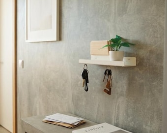 Magnetic Key Holder for Wall, Entryway Floating Shelf with Phone Stand, Modern Wall Mounted Key Organizer, Housewarming Gift