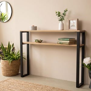 Modern Wall Mounted Console Table, Solid Wood & Metal Entryway Table, Floating Hallway Console, Minimalist Sofa Table, Custom Size