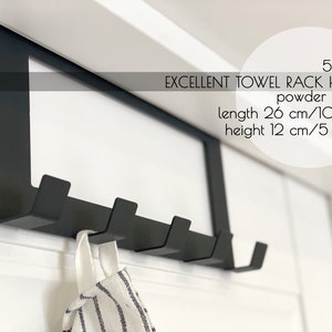 Hanger on door, Front door hanger, Home Decoration, Kitchen towel hanger, Black Coat Hook Metal, No Drill Hole Needed Door Hanger