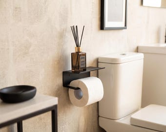 Metal Toilet Paper Holder, Wall Mounted Toilet Roll Holder, Bathroom Organizer, Industrial Bathroom Decor, Modern Home
