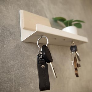 Unique key storage - Handmade Wooden Metal Magnetic Key Holder - Wall Mounted Entryway Organizer - Magnetic wall decor - Key rack organizer