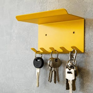 Handcrafted Metal Key Shelf: Rustic Wall-Mounted Organizer