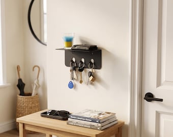 Organizador de entrada moderno de metal con estante: organizador de pared